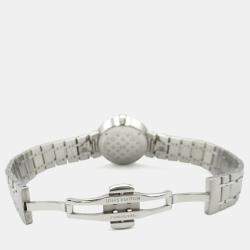 Pre Owned Louis Vuitton Tambour Q12MG Quartz Silver Stainless Steel Women's Wristwatch 28 mm