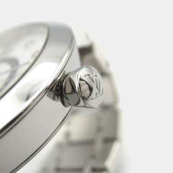Pre Owned Louis Vuitton Tambour Q12MG Quartz Silver Stainless Steel Women's Wristwatch 28 mm
