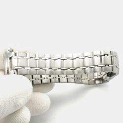 Pre Owned Louis Vuitton Tambour Q12MG Quartz Silver Stainless Steel Women's Wristwatch 28 mm