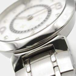 Pre Owned Louis Vuitton Tambour Q12MG Quartz Silver Stainless Steel Women's Wristwatch 28 mm