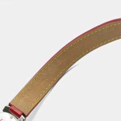 Pre Owned Louis Vuitton Tambour Q121Z Quartz Red Stainless Steel Women's Wristwatch 28 mm