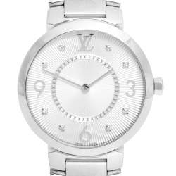 Louis Vuitton Silver White Stainless Steel Q13MJ4 Women's Wristwatch 33 mm