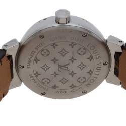 Louis Vuitton Brown Stainless Steel Monogram Leather Q1311 Women's Wristwatch 34 mm