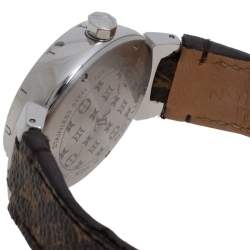 Louis Vuitton Brown Stainless Steel Monogram Leather Q1311 Women's Wristwatch 34 mm