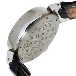 Pre Owned Louis Vuitton White Stainless Steel Tambour Chrono Lovely Cup Q132C Women's Wristwatch 34 MM