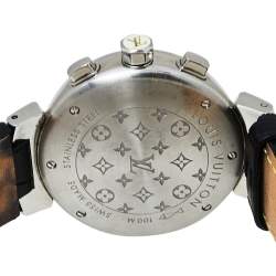 Pre Owned Louis Vuitton White Stainless Steel Tambour Chrono Lovely Cup Q132C Women's Wristwatch 34 MM