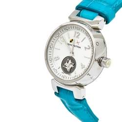 Louis Vuitton Tambour Lovely Cup 12P Diamond Q12M4 Quartz Blue Dial Ladies  Watch