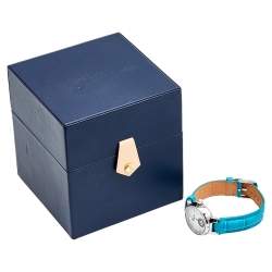 Louis Vuitton Mother Of Pearl Stainless Steel Diamond Alligator Leather Tambour Lovely Cup Q12M0 Women's Wristwatch 28 mm
