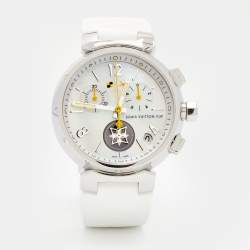 Louis Vuitton Tambour Lovely Cup Chronograph Quartz Watch Stainless Steel  and Rubber with Mother of Pearl 34 13788247