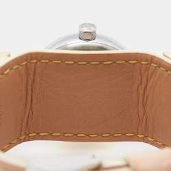 Louis Vuitton Pink Mother Of Pearl Stainless Steel Patent Leather Tambour Q1216 Women's Wristwatch 28 mm