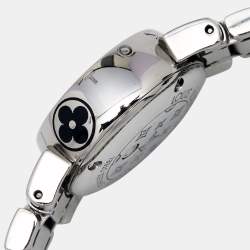 Louis Vuitton Slate Stainless Steel Diamond Tambour Bijou Q151K Women's Wristwatch 18 mm