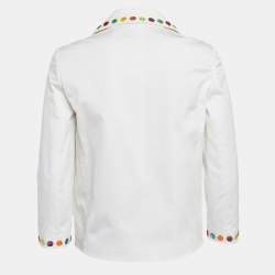 Love Moschino White Multicolor Stud Embellished Gabardine Blazer S