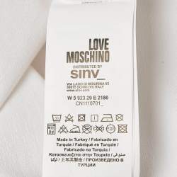 Pre Owned Love Moschino White Logo Embellished Cotton Knit Mini Dress M