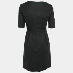 Pre Owned Love Moschino Black Cotton Dobby Metal Heart Detail Mini Dress M