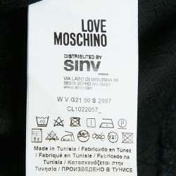 Pre Owned Love Moschino Black Cotton Dobby Metal Heart Detail Mini Dress M