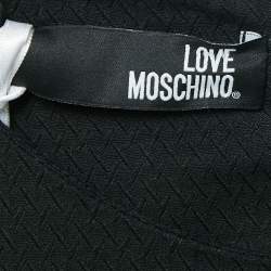 Pre Owned Love Moschino Black Cotton Dobby Metal Heart Detail Mini Dress M