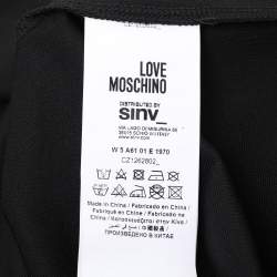 Pre Owned Love Moschino Black Jersey Logo Print Sheath Dress M