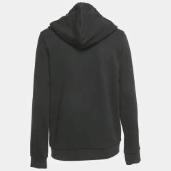 Pre Owned Love Moschino Black Logo Print Cotton Knit Zip-Up Sweatshirt M