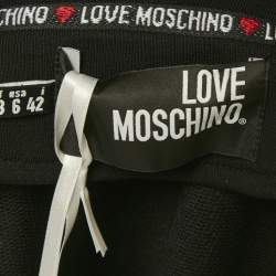 Pre Owned Love Moschino Black Logo Print Cotton Knit Zip-Up Sweatshirt M