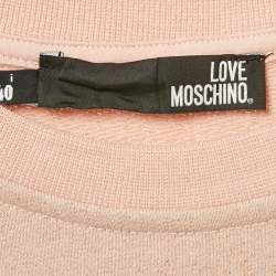 Pre Owned Love Moschino Pink Lurex Knit Crewneck Dress S