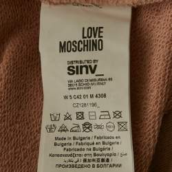 Pre Owned Love Moschino Pink Lurex Knit Crewneck Dress S