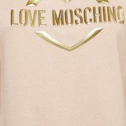 Pre Owned Love Moschino Pink Lurex Knit Crewneck Dress S