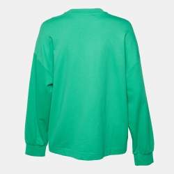 مملوكة مسبقًا سويت شيرت لوف موسكينو أخضر بطبعة شعار فضفاض مقاس متوسط - ميديوم