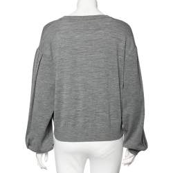 Love Moschino Grey Wool Logo Stripe Detail Sweater L