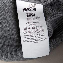 Love Moschino Grey Wool Logo Stripe Detail Sweater L