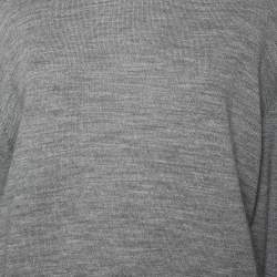Love Moschino Grey Wool Logo Stripe Detail Sweater L