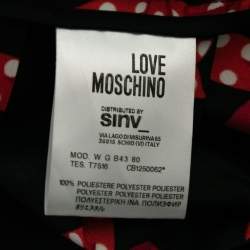 Love Moschino Black Bow Printed Satin Pleated Skirt S