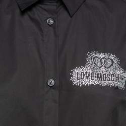 Love Moschino Black Cotton Logo Embellished Sleeveless Top M  