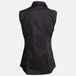 Love Moschino Black Cotton Logo Embellished Sleeveless Top M  