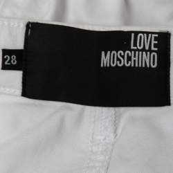 Love Moschino White Denim Straight Fit Jeans M/Waist: 32"