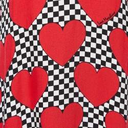 Pre Owned Love Moschino Red Love & Checkered Printed Maxi Dress S