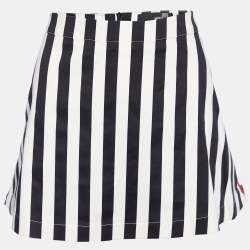 Love Moschino Black & White Striped Cotton Contrast Zip Detail Mini Skirt M