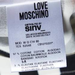 Pre Owned Love Moschino Black & White Striped Cotton Contrast Zip Detail Mini Skirt M