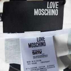 Pre Owned Love Moschino Black & White Striped Cotton Contrast Zip Detail Mini Skirt M