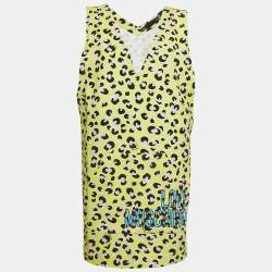 Love Moschino Yellow Animal Printed Cotton V-Neck Mini Dress S
