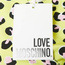 Love Moschino Yellow Animal Printed Cotton V-Neck Mini Dress S