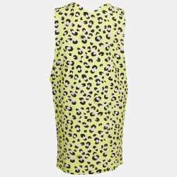 Love Moschino Yellow Animal Printed Cotton V-Neck Mini Dress S