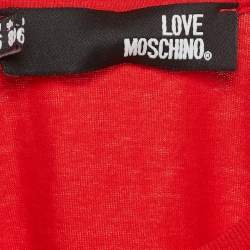 Love Moschino Red Printed Cotton Knit Crew Neck T-Shirt S