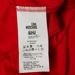 Love Moschino Red Printed Cotton Knit Crew Neck T-Shirt S