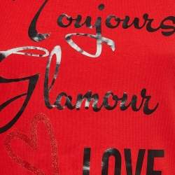 Love Moschino Red Printed Cotton Knit Crew Neck T-Shirt S