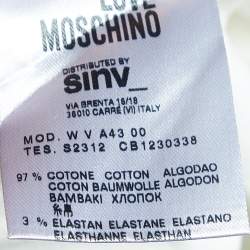 Pre Owned Love Moschino White Cotton Ruffle Detail Knee Length Dress M