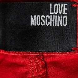 Love Moschino Red Cotton Embellished Tapered Pants M