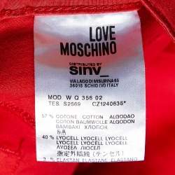Love Moschino Red Cotton Embellished Tapered Pants M