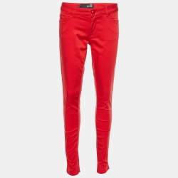 Love Moschino Red Cotton Embellished Tapered Pants M