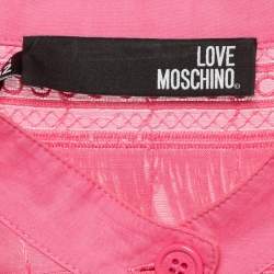 Pre Owned Love Moschino Pink Cotton Fringed Detail Shirt Dress M