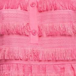 Pre Owned Love Moschino Pink Cotton Fringed Detail Shirt Dress M